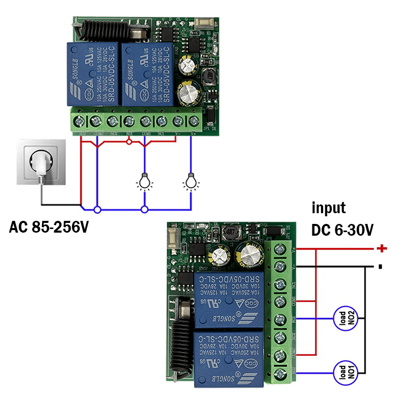 DC 12V 24V AC 220V RF433 2CH و - مراجعة 433Mhz Receiver Module وسعره